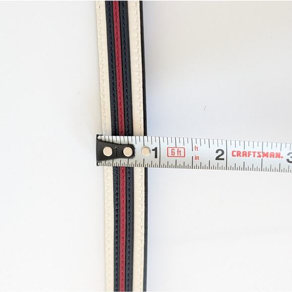 Gucci Calfskin Torchon Sylvie Double G Marmont Skinny Belt 85 34 White Blue Red